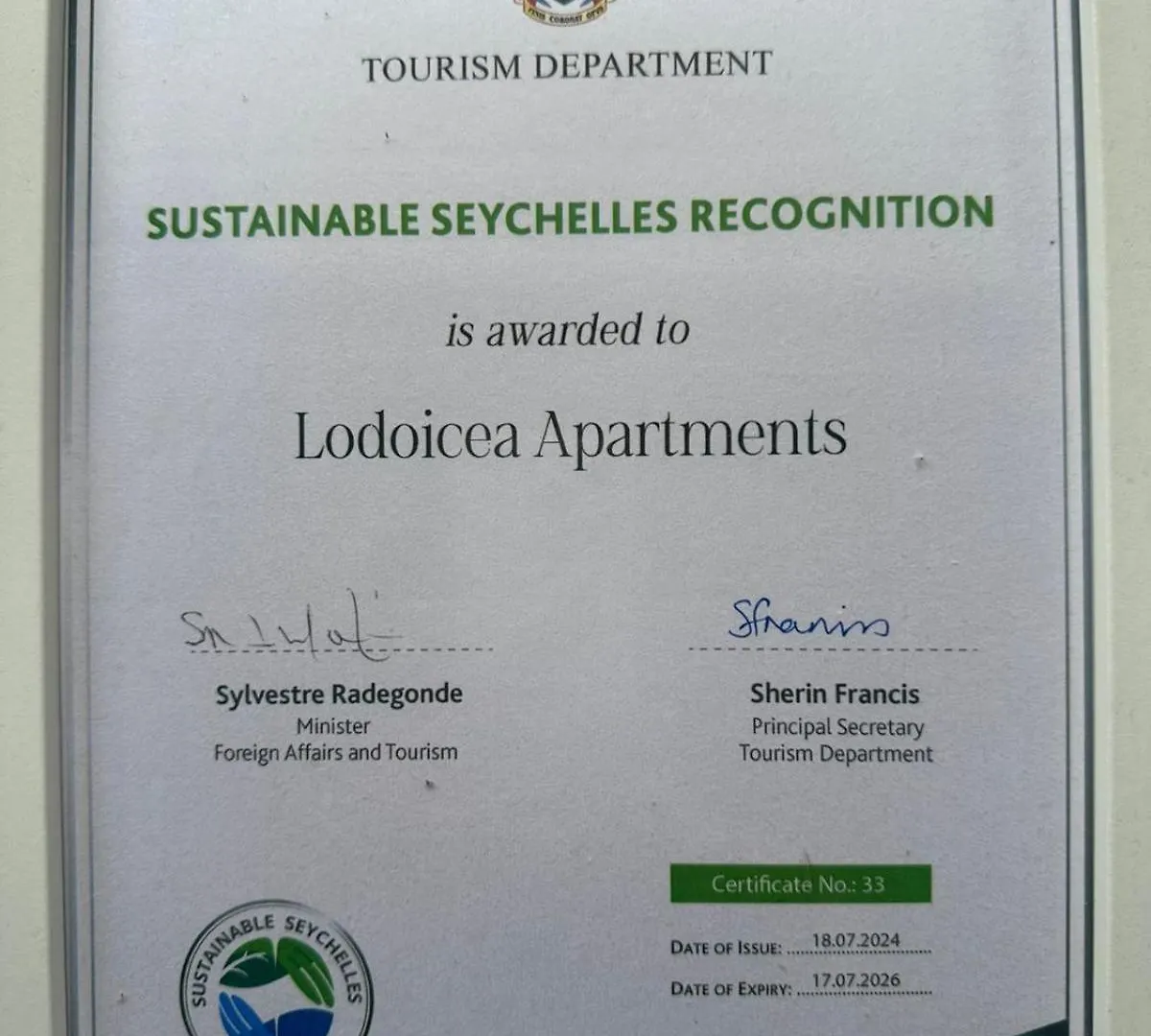 Lodoicea Apartments Bel Ombre